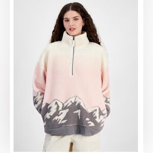 Hippie rose Sherpa half zip pull over sweater- size XS